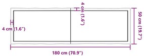 Επιφ Τραπεζιού Αν Καφέ 180x50x(2-4)εκ.Ακατέργ. Μασίφ Ξύλο Δρυός - Καφέ