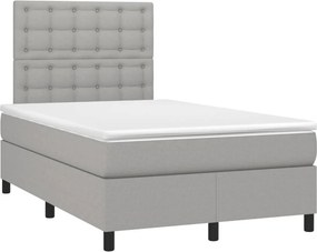 vidaXL Κρεβάτι Boxspring με Στρώμα &amp; LED Αν.Γκρι 120x190εκ. Υφασμάτινο