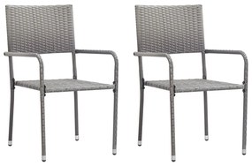 vidaXL Καρέκλες Εξωτερικού Χώρου 2 τεμ. Γκρι από Συνθετικό Ρατάν