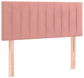 vidaXL Κρεβάτι Boxspring με Στρώμα &amp; LED Ροζ 100x200 εκ. Βελούδινο
