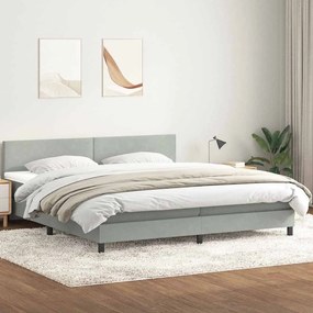 Box Spring κρεβάτι με στρώμα ανοιχτό γκρι 200x220 εκ. Βελούδινο - Γκρι