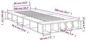 Πλαίσιο Κρεβατιού Γκρι Sonoma 100x200 εκ. Επεξεργασμένο Ξύλο - Γκρι