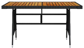 vidaXL Τραπέζι Κήπου Μαύρο 130x70x72 εκ. Συνθετικό Ρατάν/Ξύλο Ακακίας