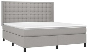 vidaXL Κρεβάτι Boxspring με Στρώμα &amp; LED Αν.Γκρι 180x200εκ. Υφασμάτινο