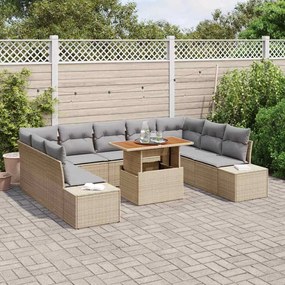vidaXL Σέτ φαγητού για κήπο 10 pcs Μπεζ, Γκρι 100 x 55 x 73 εκ