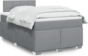 vidaXL Κρεβάτι Boxspring με Στρώμα Ανοιχτό Γκρι 120x190 εκ. Υφασμάτινο