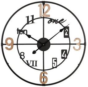 Ρολόι τοίχου Plusser Inart μέταλλο σε μαύρη απόχρωση 60x2.5x60εκ