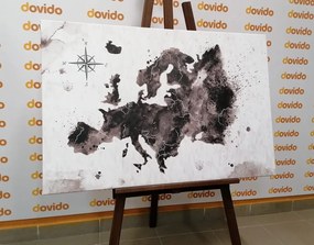Εικόνα ρετρό χάρτη της Ευρώπης σε μαύρο & άσπρο - 60x40