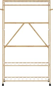 vidaXL Ράφι ρούχων με ράφια και ρόδες 110x40x180 εκ. Μπαμπού