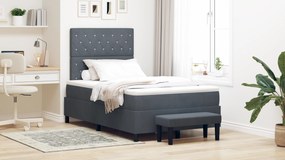 vidaXL Κρεβάτι με Στρώμα & Πάγκο Σκούρο Γκρι 120x200 εκ. Βελουτέ