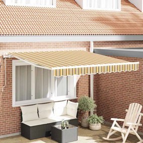 vidaXL Ανασυρόμενη Τέντα Κίτρινο, Γκρι, Λευκό 350 x 250 εκ Πολύχρωμο