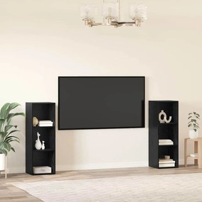 vidaXL Σετ επίπλου τηλεόρασης 2 pcs Μαύρη Οξυά Επεξεργασμένο Ξύλο