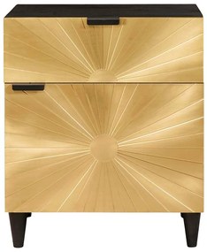 vidaXL Κομοδίνο Μαύρο και Χρυσό 50 x 33 x 60 εκ Μασίφ ξύλο μάνγκο