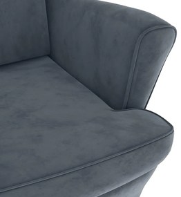 vidaXL Πολυθρόνα Σκούρο Γκρι από Βελούδο με Σκαμπό