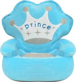 vidaXL Πολυθρόνα Παιδική «Πρίγκιπας» Μπλε Λούτρινη