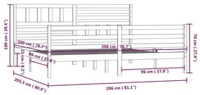 Πλαίσιο Κρεβατιού Καφέ Μελί 200 x 200 εκ. από Μασίφ Ξύλο - Καφέ