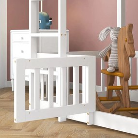 Κουκέτα παιδική PLAYKID με Παρκάκι Ξύλο Πεύκου Λευκό 190x90 εκ. 208x151.5x150 εκ.