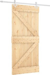 vidaXL Συρόμενη Πόρτα Φυσικό και Λευκό 95 x 210 cm