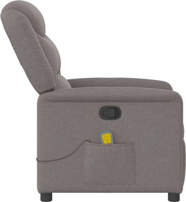 vidaXL Πολυθρόνα Μασάζ Ανακλινόμενη Taupe Υφασμάτινη