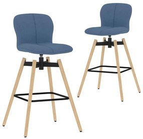 vidaXL Καρέκλες Μπαρ Περιστρεφόμενες 2 τεμ. Μπλε Υφασμάτινες