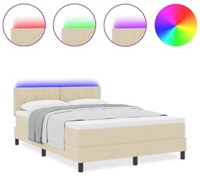 vidaXL Κρεβάτι με ελατήρια με στρώμα Κρεμ 160 x 200 cm ύφασμα