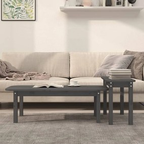 vidaXL Τραπεζάκια Σαλονιού Σετ 2 Τεμ. Γκρι από Μασίφ Ξύλο Πεύκου