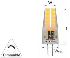 Adeleq Λάμπα Led Σιλικόνης Mat Smd G4 3W 12Vac-Dc Ντιμαριζόμενο Λευκό 13-090319