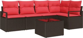 vidaXL Σετ Καναπέ 6 pcs Καφέ συνθετικό ρατάν