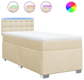 Κρεβάτι Boxspring με Στρώμα Κρεμ 90x200 εκ.Υφασμάτινο - Κρεμ