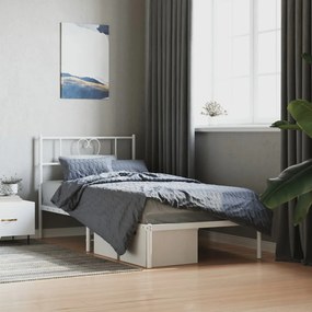 Πλαίσιο Κρεβατιού με Κεφαλάρι Λευκό 90 x 190 εκ. Μεταλλικό