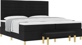 vidaXL Κρεβάτι με ελατήρια με στρώμα Μαύρο 200 x 200 cm ύφασμα