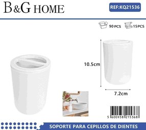 Θήκες οδοντόβουρτσας πλαστικές σε σετ 5Χ - White - 21536