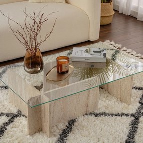 Τραπέζι Σαλονιού (105x65x30) A-G Flavio 353NRD1110 Travertine