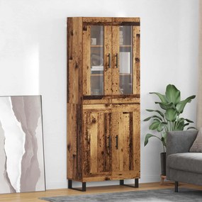vidaXL Highboard 2 pcs Παλιό Ξύλο Σύνθετο Ξύλο και Γυαλί