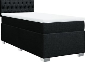 vidaXL Κρεβάτι Boxspring με Στρώμα Μαύρο 90x200 εκ. Υφασμάτινο