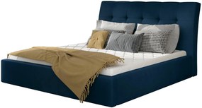 Επενδυμένο κρεβάτι Vibrani-160 x 200-Μπλέ-Χωρίς μηχανισμό ανύψωσης