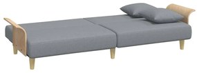 Καναπές Κρεβάτι με Μπράτσα Ανοιχτό Γκρι Υφασμάτινος - Γκρι