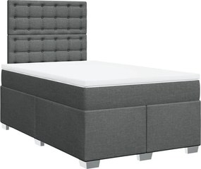 vidaXL Κρεβάτι Boxspring με Στρώμα Σκούρο Γκρι 120x200 εκ. Υφασμάτινο