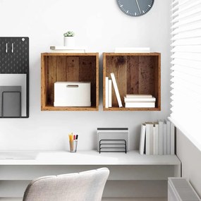 vidaXL Τοίχοι Ντουλάπια 2 Πακέτο - Παλιό Ξύλο - 37x37x37 εκ - Φτιαγμένο από Επεξεργασμένο Ξύλο