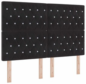 vidaXL Βελούδινο Κεφαλάρι Argyle με κεφαλάρι Μαύρο 140 cm Βελούδο