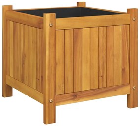 vidaXL Ζαρντινιέρα Κήπου με Επένδυση 42x42x40 εκ. Μασίφ Ξύλο Ακακίας