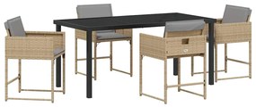 vidaXL Σέτ φαγητού για κήπο 5 pcs Μπεζ συνθετικό ρατάν