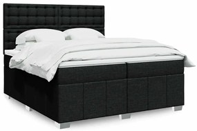 vidaXL Κρεβάτι Boxspring με Στρώμα Μαύρο 200x200 εκ. Υφασμάτινο