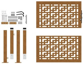 vidaXL Πύλη κήπου 105x105 cm Σταυρός σχεδιασμού από διαβρωμένο χάλυβα