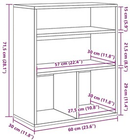 Βιβλιοθήκη Χρώμα Sonoma Δρυς 60x30x71,5 εκ. από Μοριοσανίδα - Καφέ