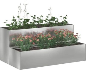 vidaXL Γλάστρα Κήπου Ασημί 100 x 60 x 45 εκ Επικαλυμμένος Χάλυβας