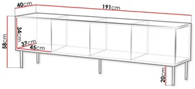 Τραπέζι Tv Charlotte L101, Καρυδί, 191x58x40cm, 36 kg | Epipla1.gr