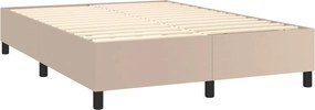 vidaXL Κρεβάτι Boxspring Στρώμα&amp;LED Καπουτσίνο 140x200 εκ. Συνθ. Δέρμα