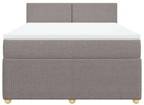 Κρεβάτι Boxspring με Στρώμα Taupe 140x190 εκ. Υφασμάτινο - Μπεζ-Γκρι