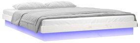 vidaXL Πλαίσιο Κρεβατιού με LED Λευκό 140 x 190 εκ. από Μασίφ Ξύλο